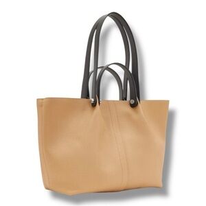 NWT ALL SAINTS Small Allington Tote with Interior Pouch - Tan/Black Handles